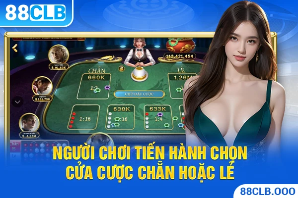 Người chơi tiến hành chọn cửa cược chẵn hoặc lẻ